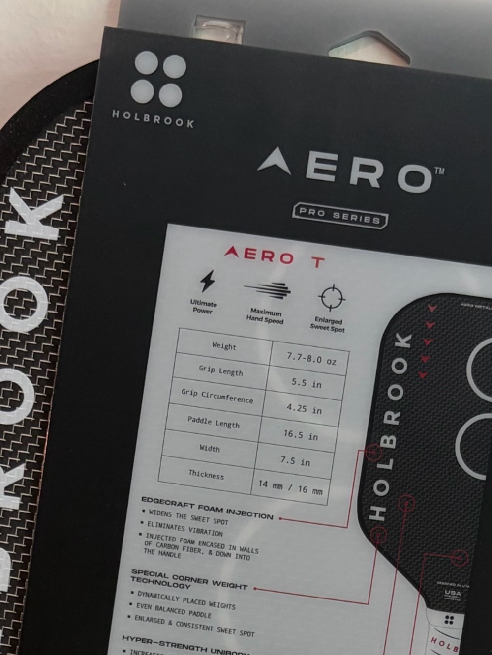 Aero-T Pickleball Paddle - Black/White - Picture 4 of 4
